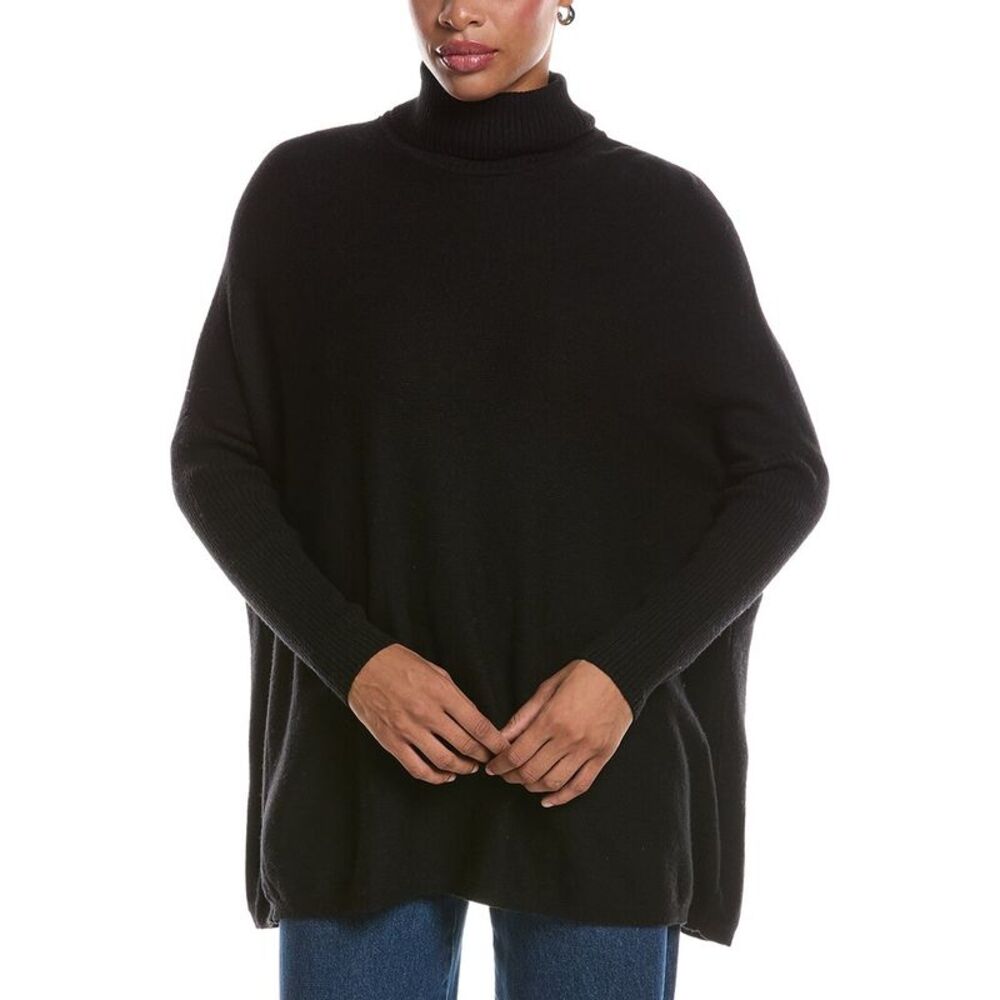 Joseph A. Womens  Turtleneck Pullover Poncho, Black
